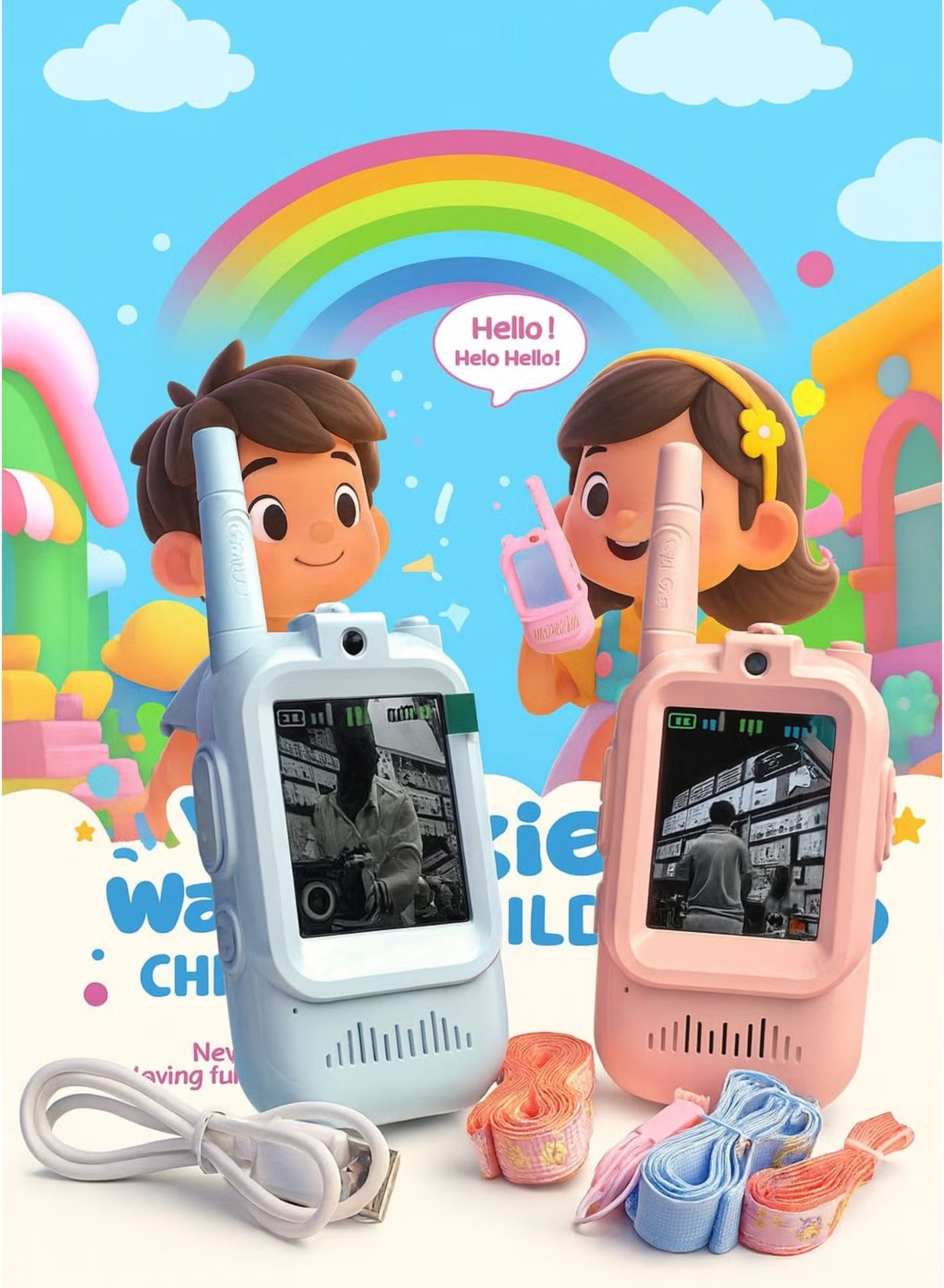 Video Walkie Talkie 2 Pack Rechargeable HD Camera.